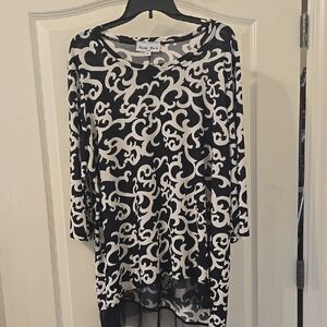Nicole Marie 3/4 Sleeve Black and White Top Size XL